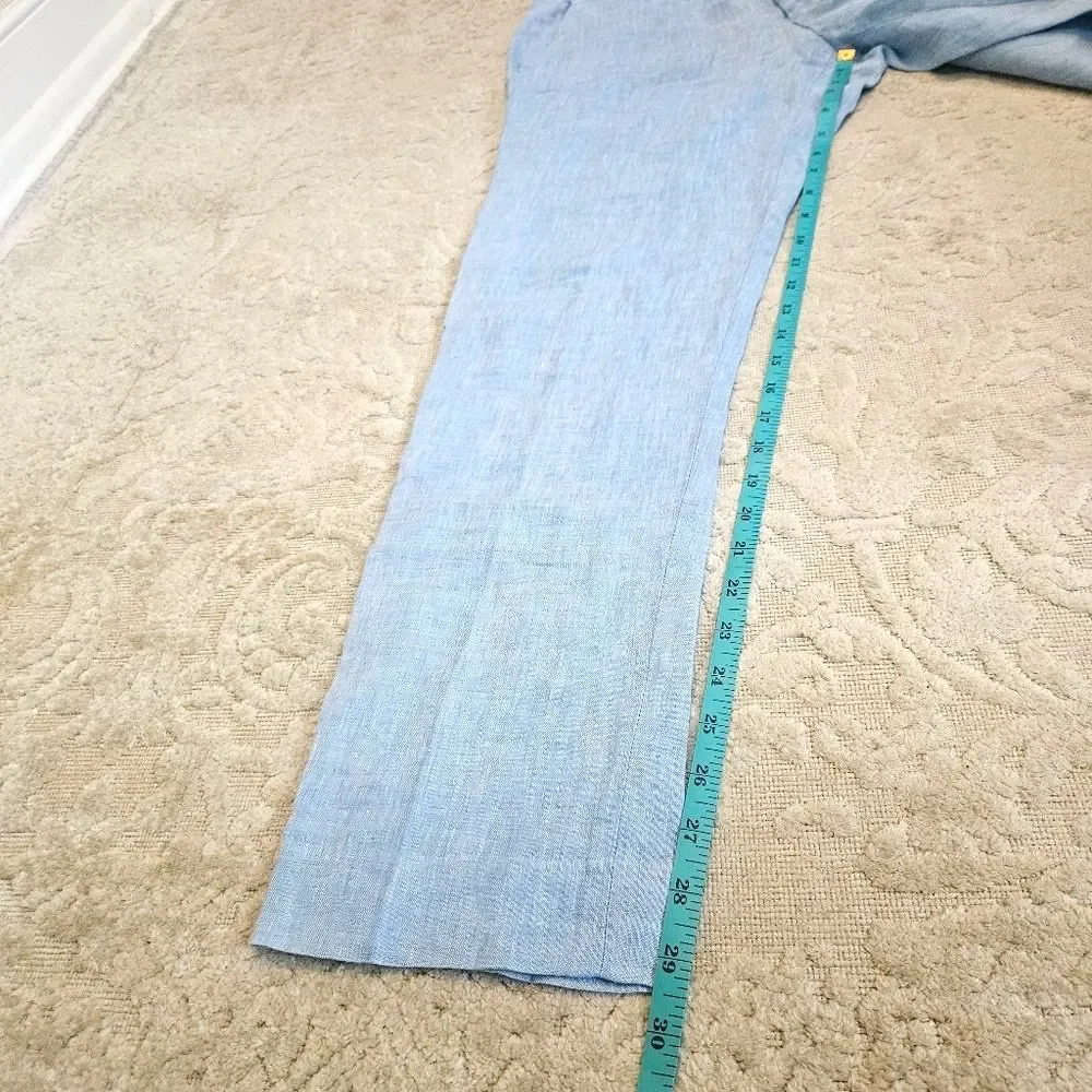 J.Crew Bowery Slim Fit, Baird McNutt Irish Linen Pants (Men’s 30x30 Blue) Preppy